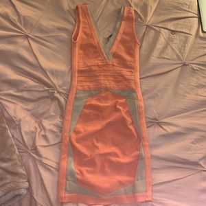 Bebe Peach Fitted Dress